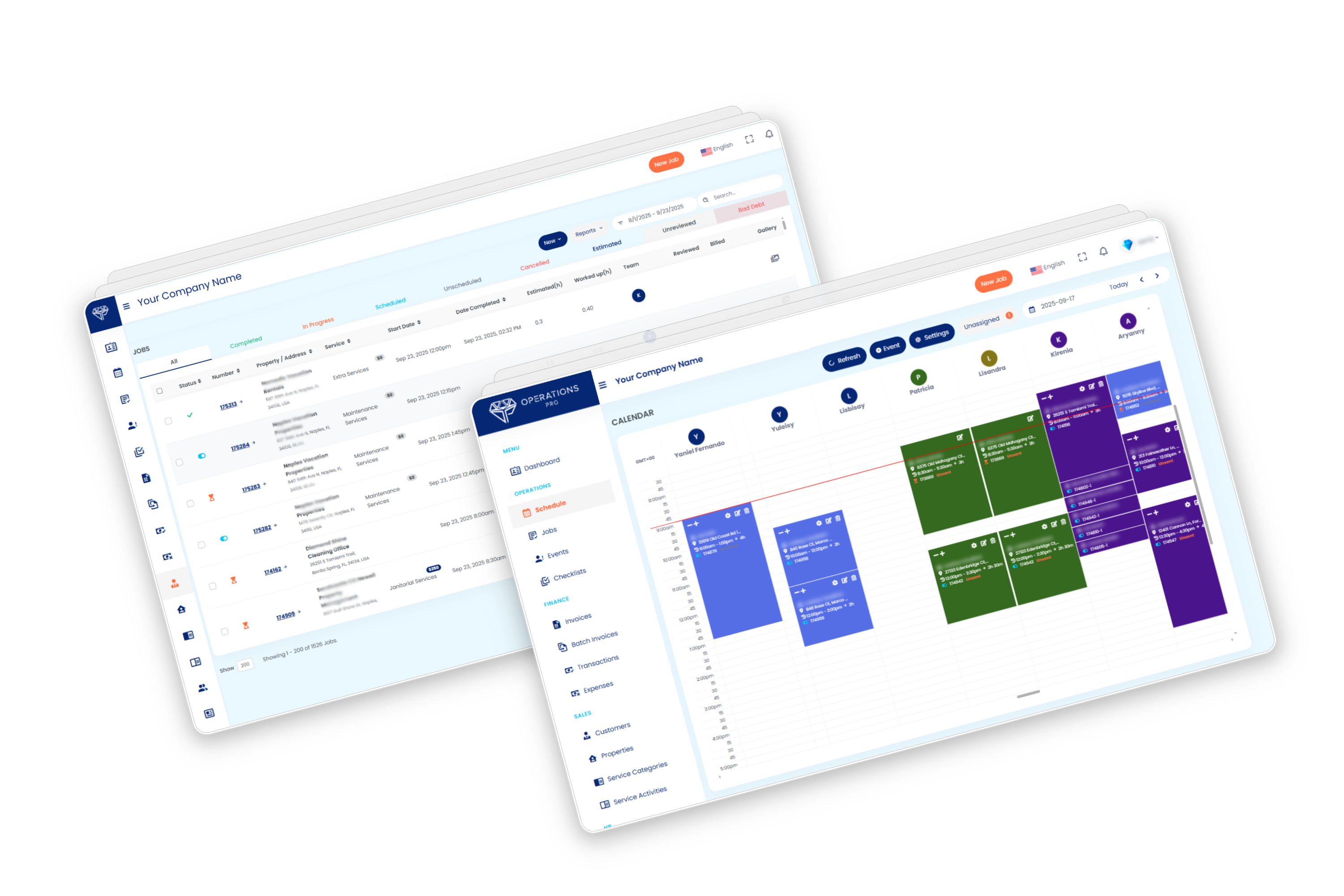 Operations calendar and jobs