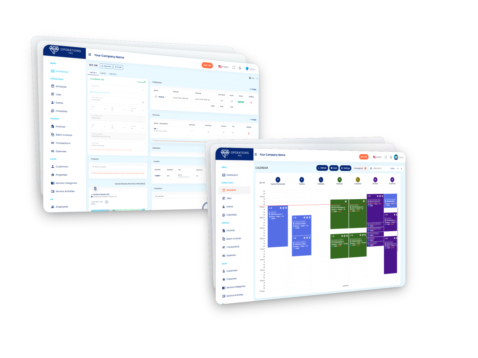 Jobs & Calendar (daily view)